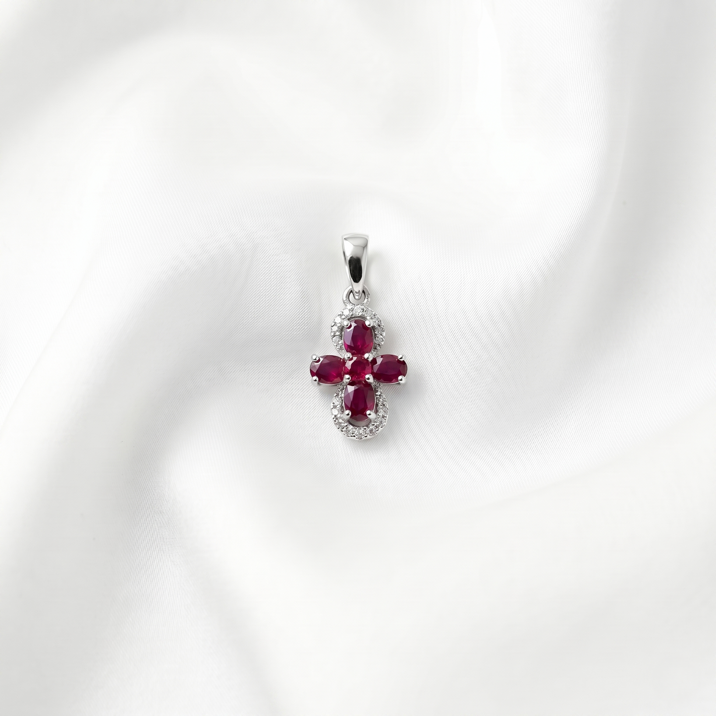 Floral Ruby 92.5 Silver Pendant