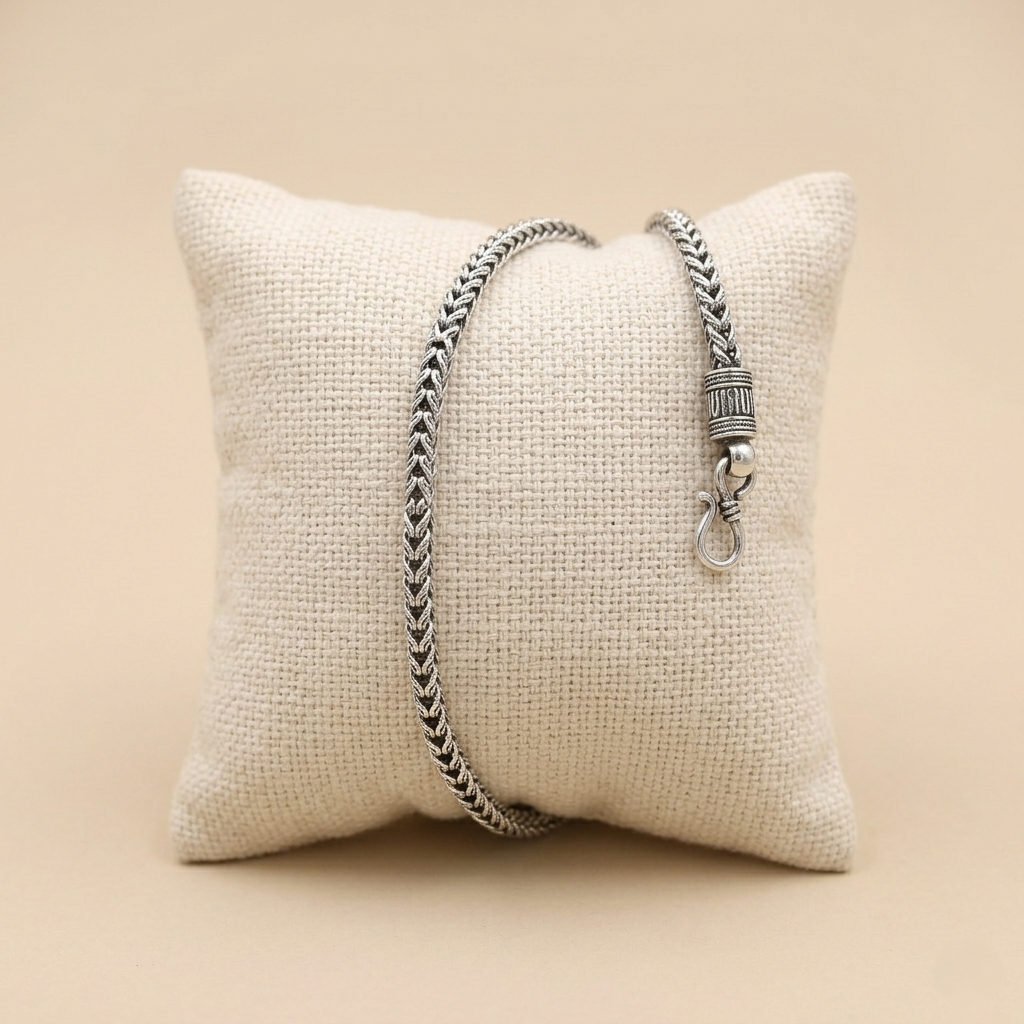 Intricate Franco Link Sterling Silver Bracelet