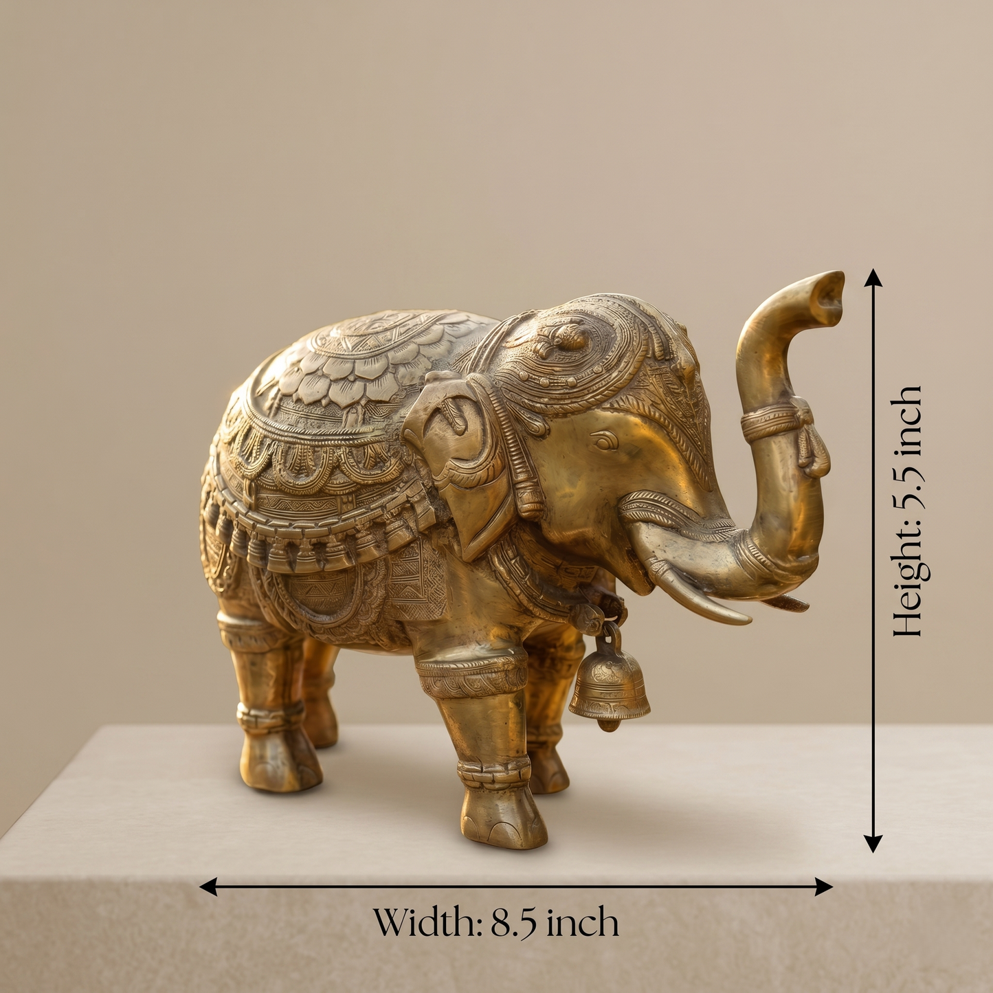 Heritage Brass Elephant with Intricate Carvings