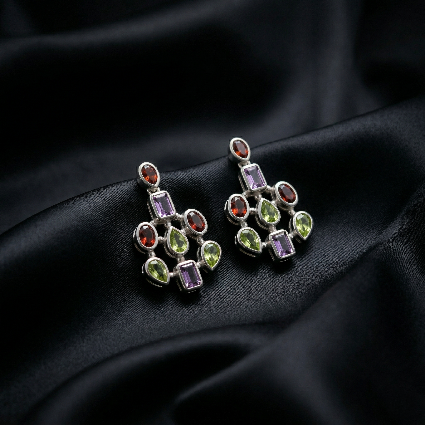Regal Multi-Gemstone 92.5 Sterling Silver Drops