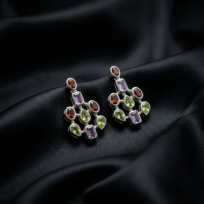 Regal Multi-Gemstone 92.5 Sterling Silver Drops
