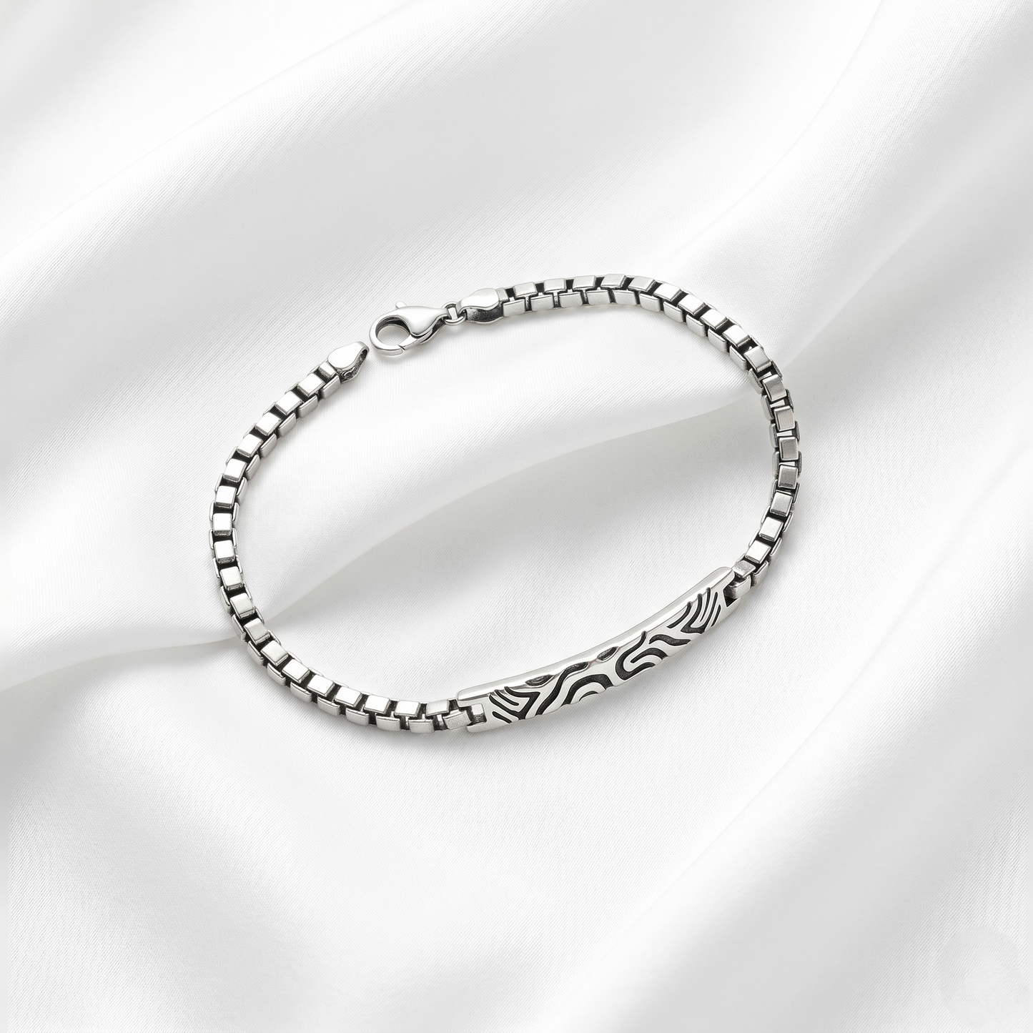 Sleek Silver Box Chain ID Bracelet