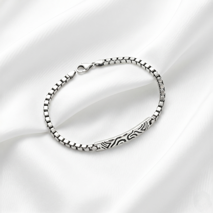 Sleek Silver Box Chain ID Bracelet