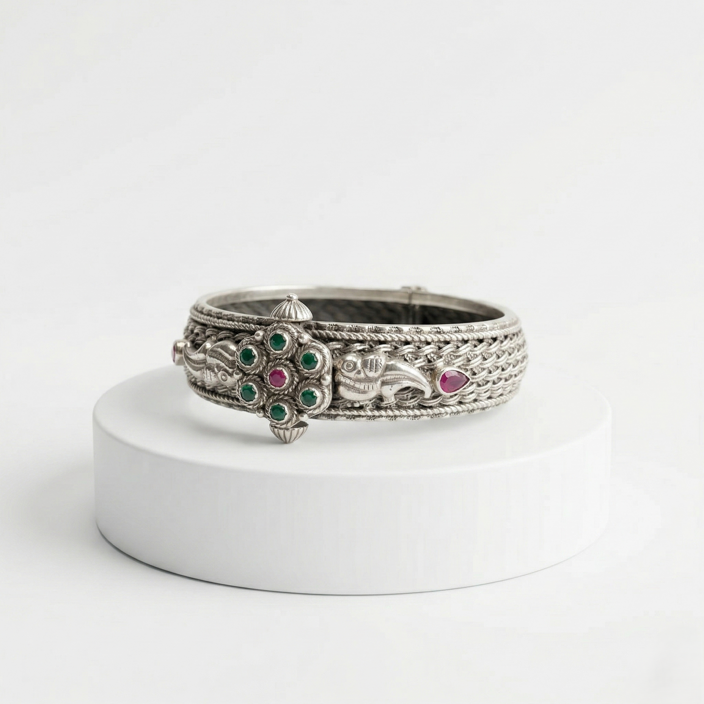 Antique Floral 92.5 Sterling Silver Kada