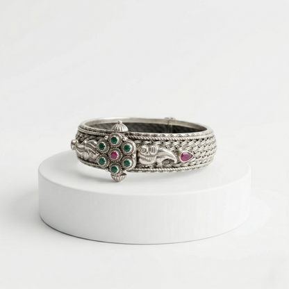 Antique Floral 92.5 Sterling Silver Kada