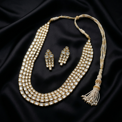 Regal Triple Layer Kundan Silver Necklace