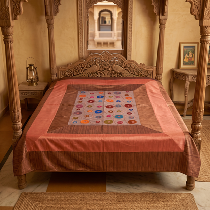 Geometric Simplicity Embroidered Luxury Silk Bedcover