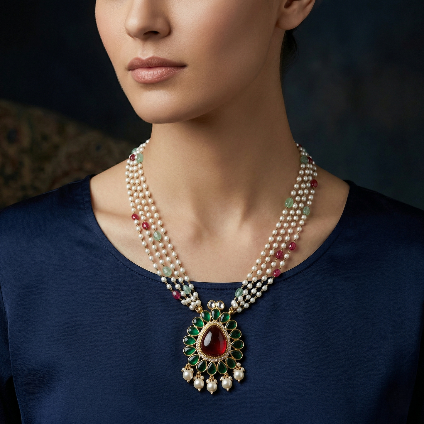 The Royal Emerald and Ruby Mala