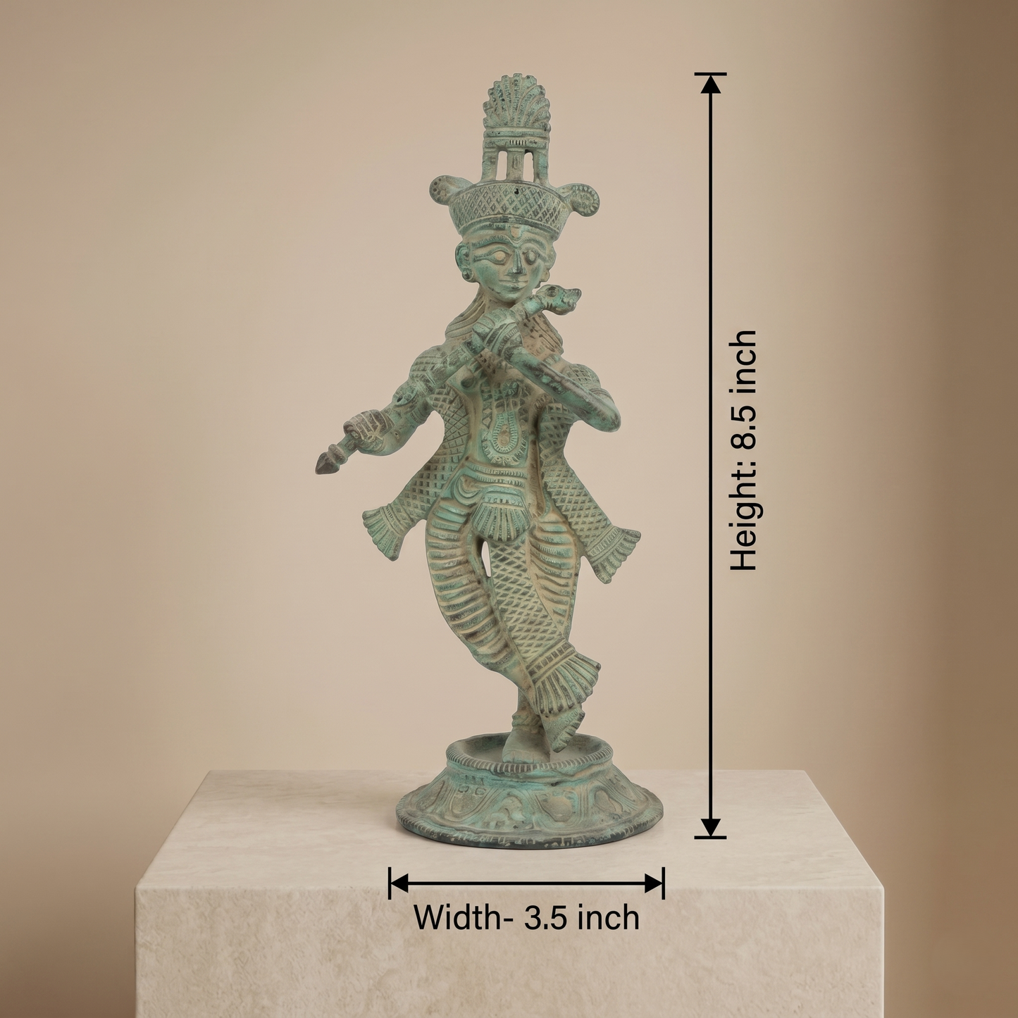 Lord Krishna Playing Flute Brass Idol