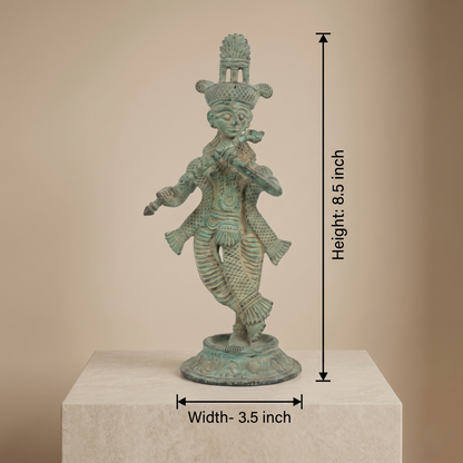 Lord Krishna Playing Flute Brass Idol