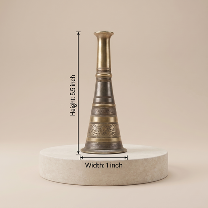 Hand-Engraved Antique Brass Decorative Bud Vase