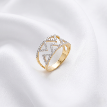 Geometric Openwork Diamond Gold Band