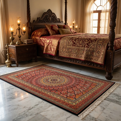 Royal Crimson Medallion Silk Persian Rug