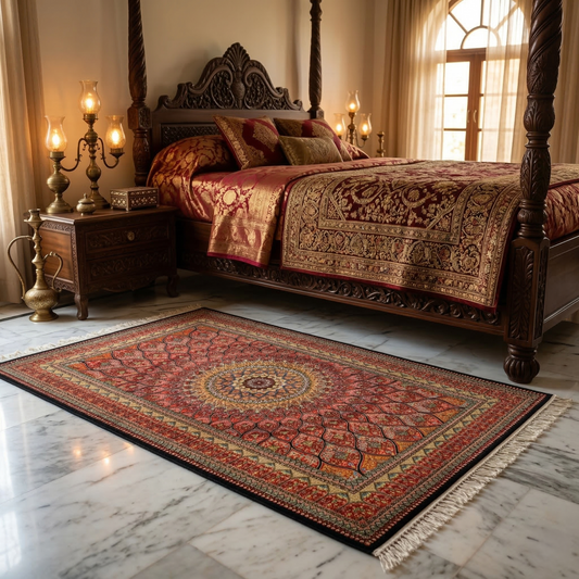 Royal Crimson Medallion Silk Persian Rug