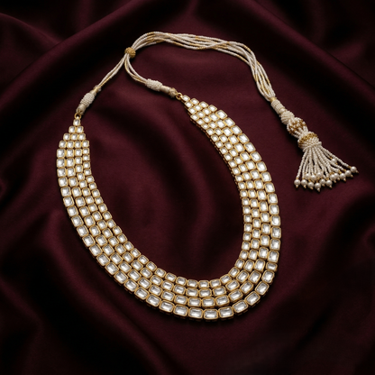 Regal Triple Layer Kundan Silver Necklace