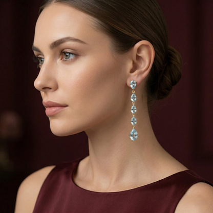 Elegant 92.5 Silver Blue Gemstone Earrings