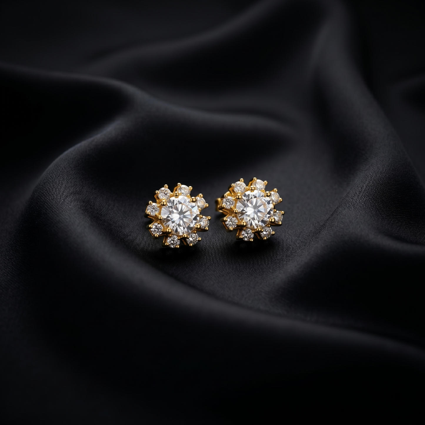 Moissanite Flower Silver Stud Earrings