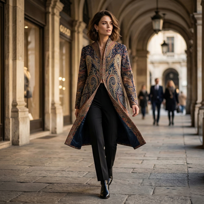 Imperial Tapestry High Neck Long coat